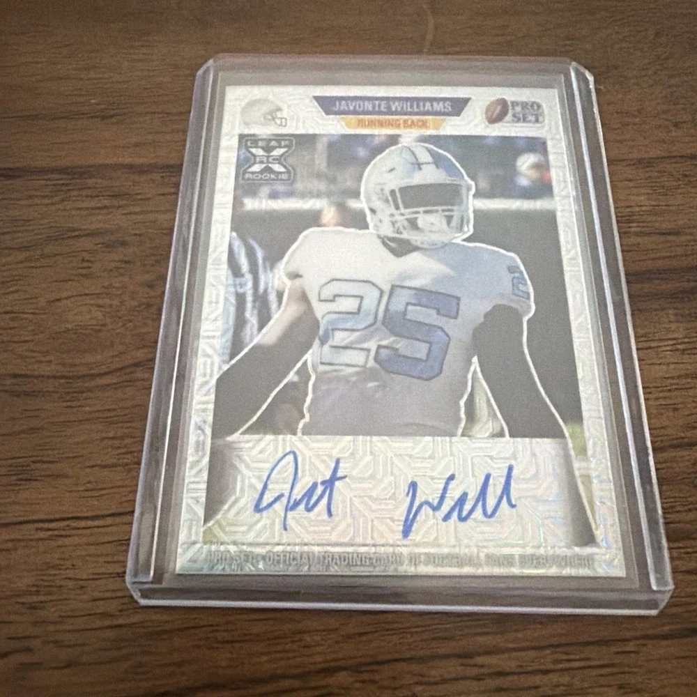 2021 Leaf Pro Set‎ Metal Javonte Williams rookie autographed card. 6/7